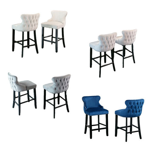 Chrome Accent Wingback Bar Stools 2pc