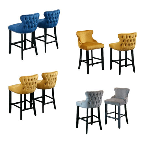 Chrome Accent Wingback Bar Stools 2pc