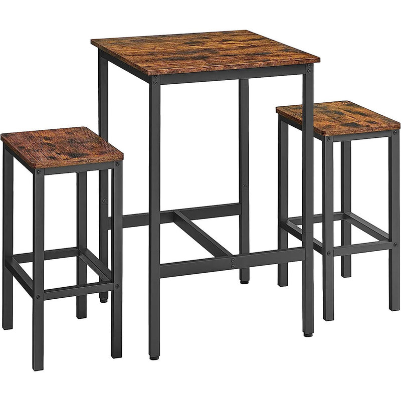 Industrial Bar Table Set with 2 Chairs