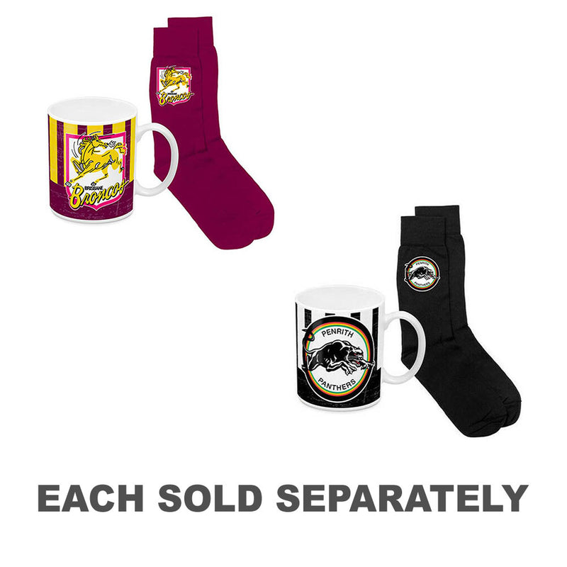 NRL Coffee Mug & Adult Socks Gift Pack 330mL