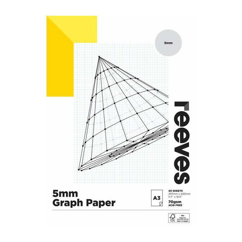 REEVES 70GSM Papel de papel de 5 mm de 5 mm (40 hojas)