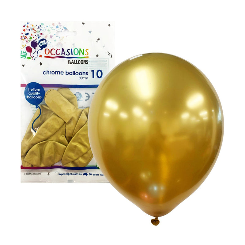 Alpen Chrome Balloons 30cm (Pack of 10)