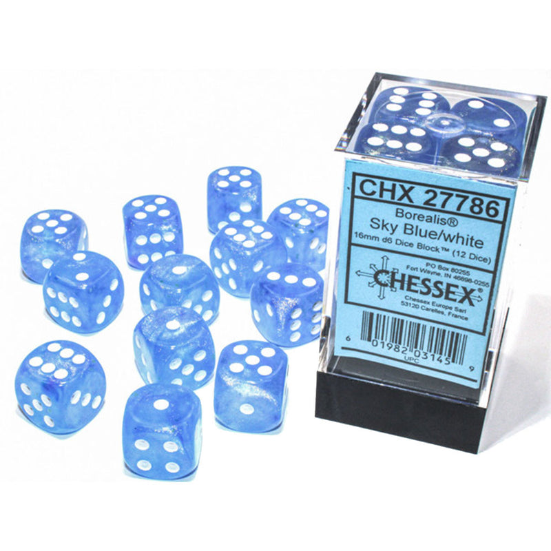  Bloque de dados luminosos Borealis Chessex D6 de 16 mm