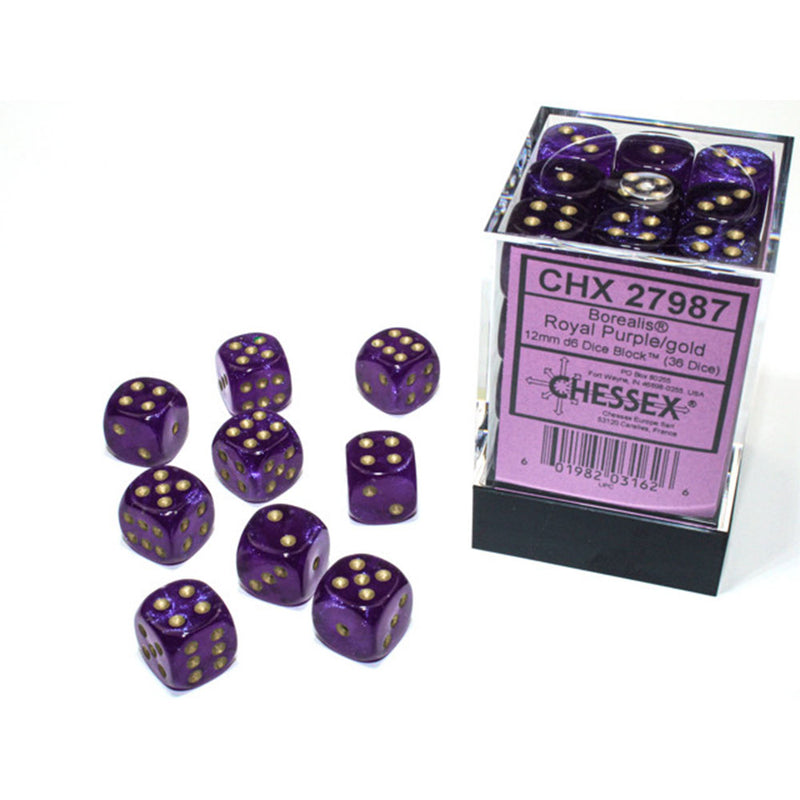  Bloque de dados luminosos Borealis Chessex D6 de 12 mm