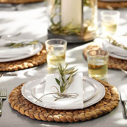 Erica Circle Water Hyacinth Placemats 30cm Diameter