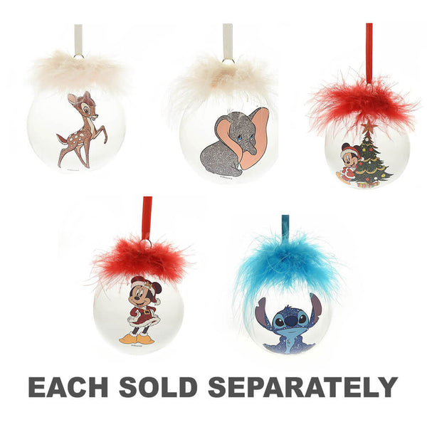 Disney Christmas Feather Glass Bauble