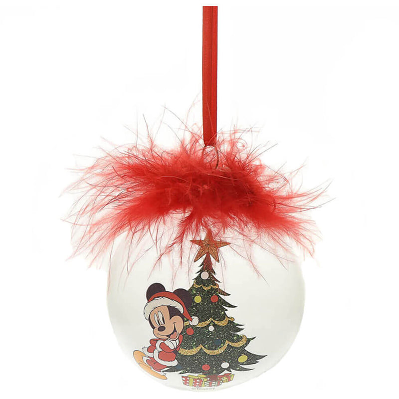 Disney Christmas Feather Glass Bauble