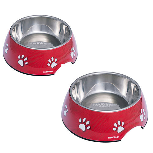 Melamine Bowl with Pawprint Design (Red)