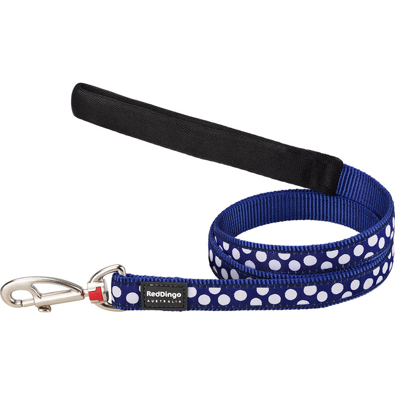 Dog Lead with White Spots on Navy