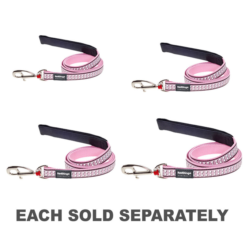 Reflective Bones Dog Lead (Pink)