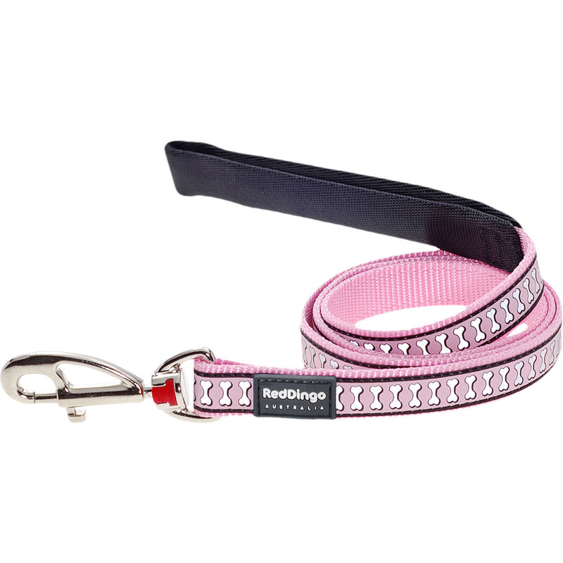  Correa para perros con huesos reflectantes (rosa)