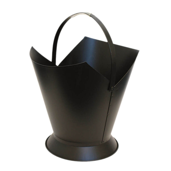 FireUp Tapered Round Steel Wood Bucket (Black 49cm H)