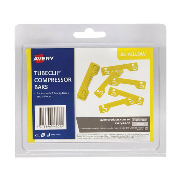 Avery Tubeclip Compressor Bar Yellow (25pk)