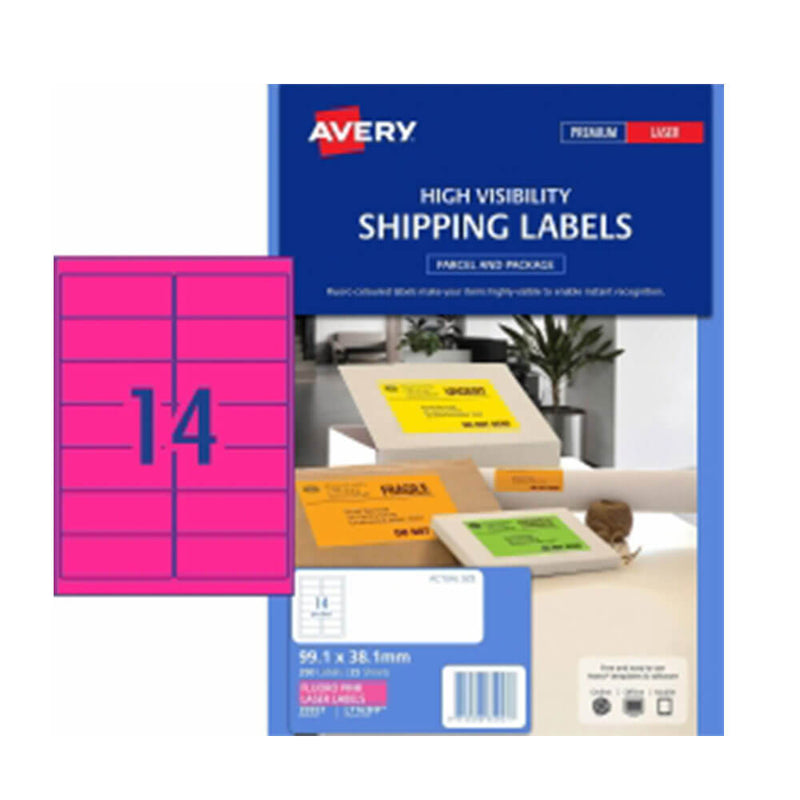 Avery High Visibility Shipping Etiqueta 25pk 14/Hoja