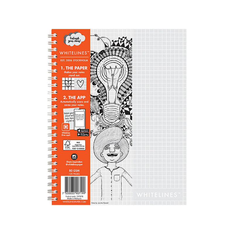  Cuaderno espiral con apertura lateral Whitelines (cuadrado de 5 mm)