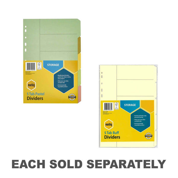 Marbig 5 Tab Manilla Dividers (A4)